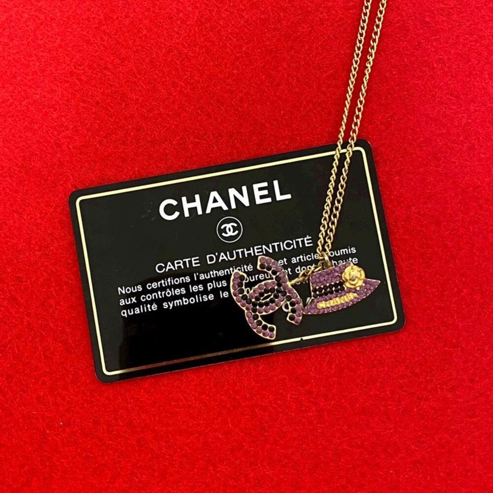 Chanel Coco Mark Hat Motif Necklace Pendant Accessory